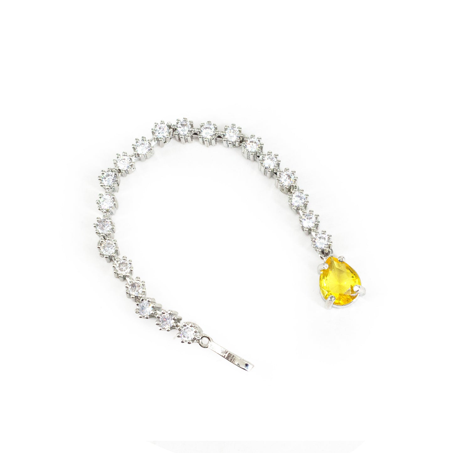 Rhodium Plated Yellow AD Maang Tikka for Women
