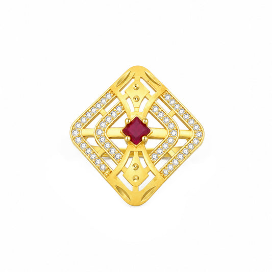 Gold Plated Anti Tarnish Red AD Finger Ring for Women