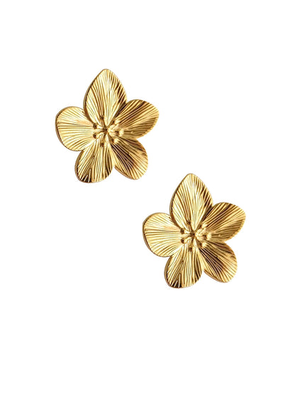 Stainless Steel Anti Tarnish Floral Stud Earrings