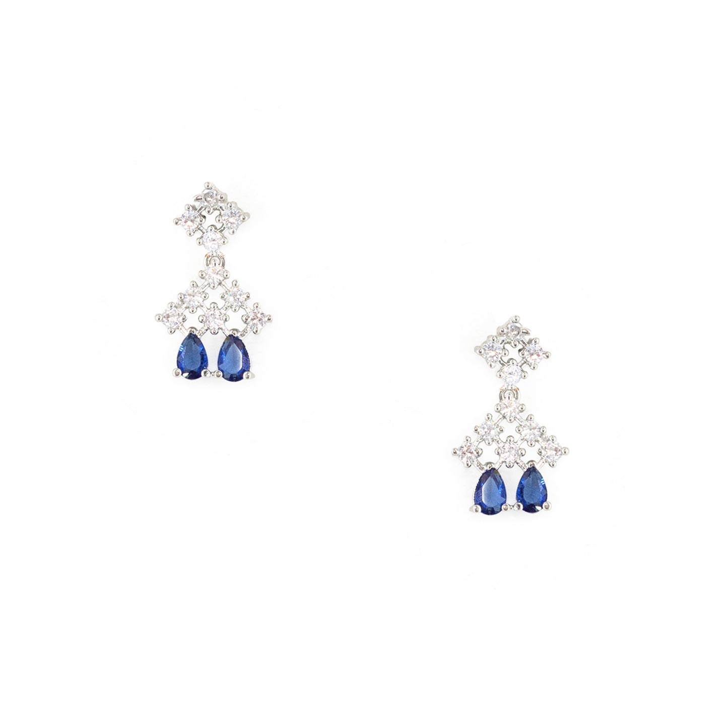 Silver Plated Blue American Diamond Jewellery Set for Women