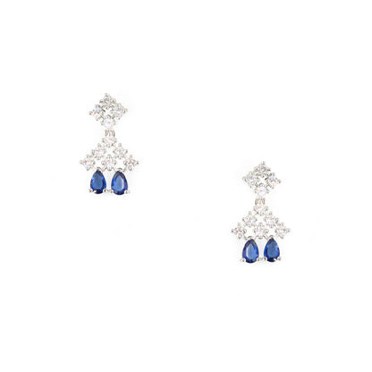 Silver Plated Blue American Diamond Jewellery Set for Women
