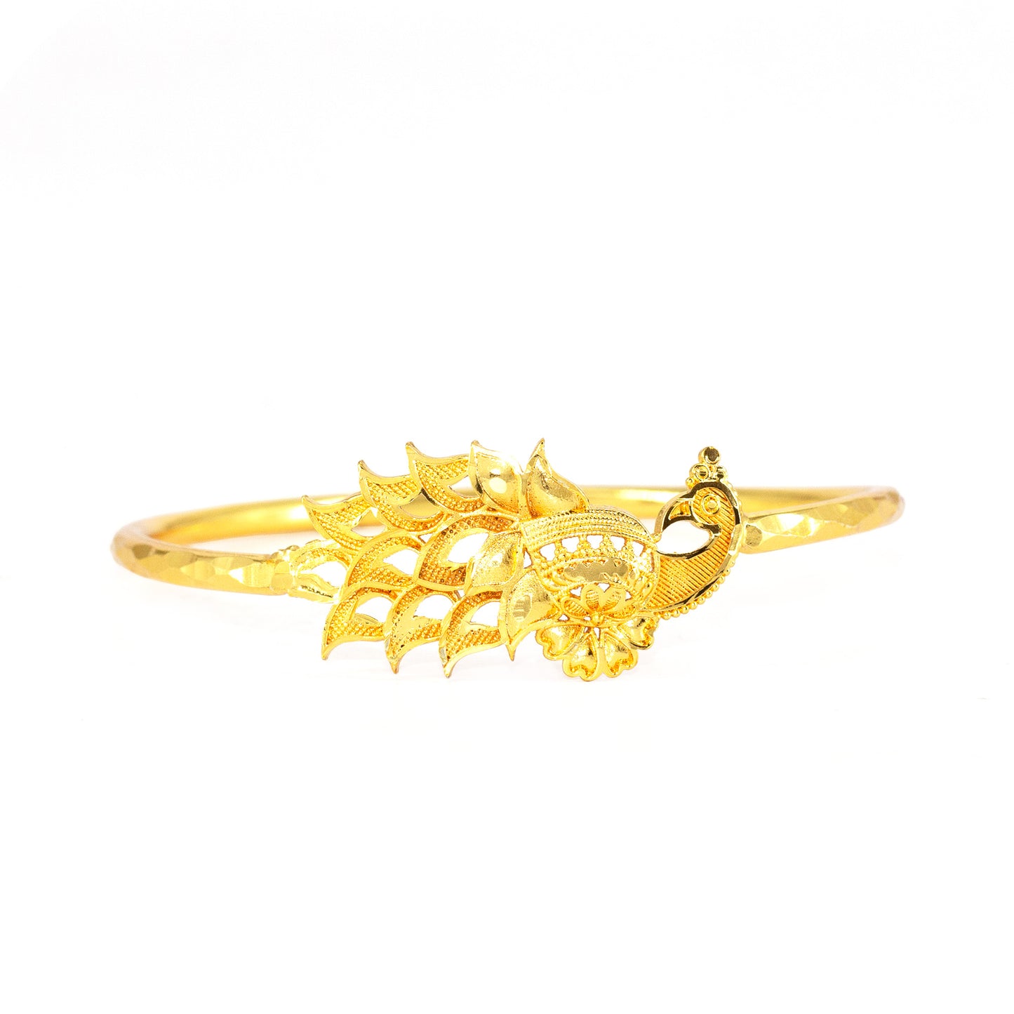 Gold Plated Peacock Temple Bangle Bracelet for Women
