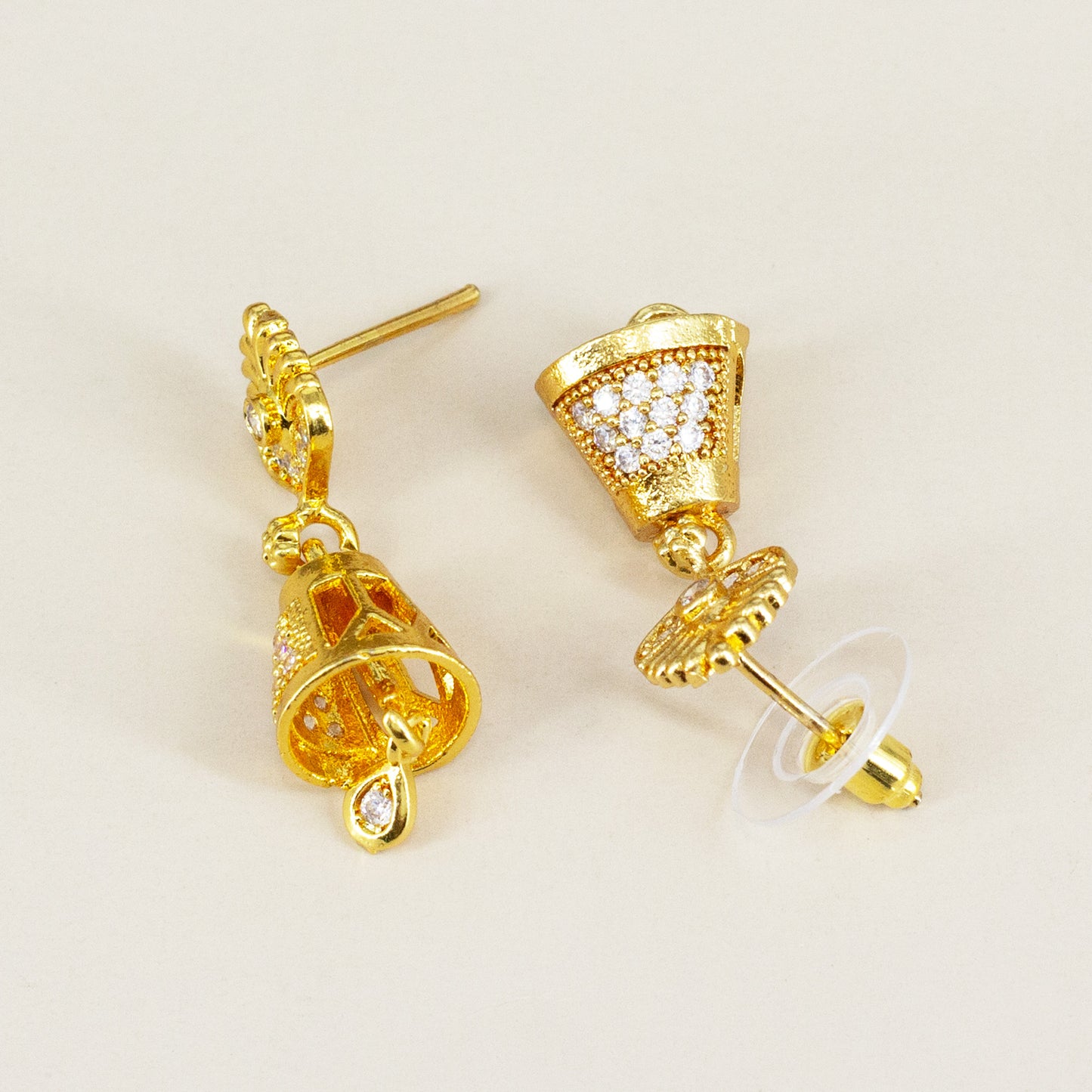 Micro Gold Plated AD Jhumki Earrings for Women