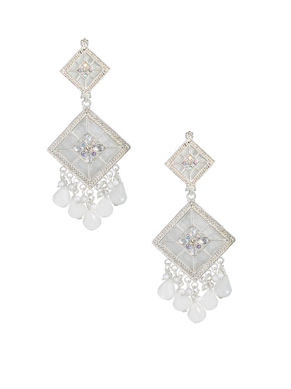 Floral Marble Finish Drop Earrings