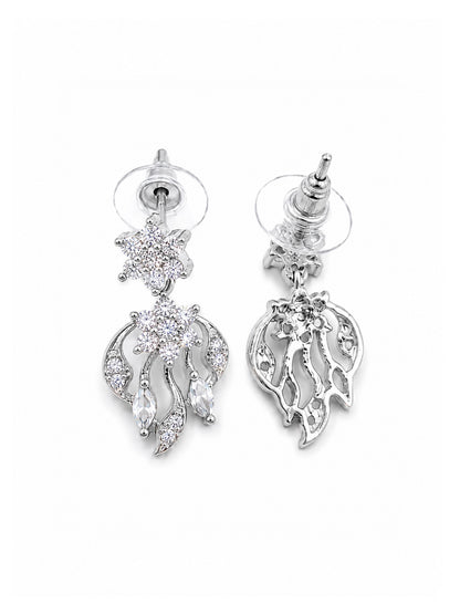 Silver Plated AD Floral Jewellery Set for Women
