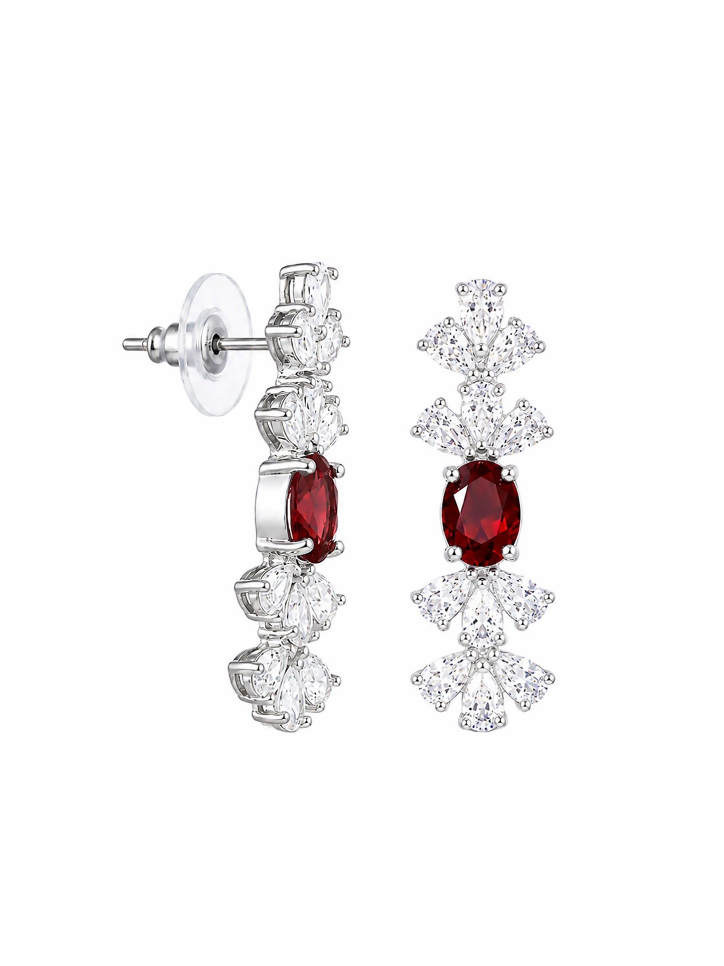 Silver Plated Red AD Jewellery Set for Women
