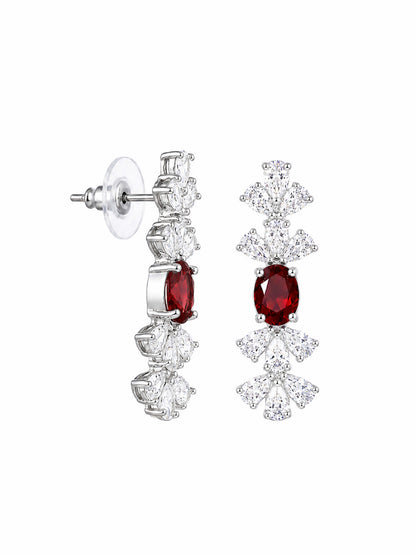 Silver Plated Red AD Jewellery Set for Women