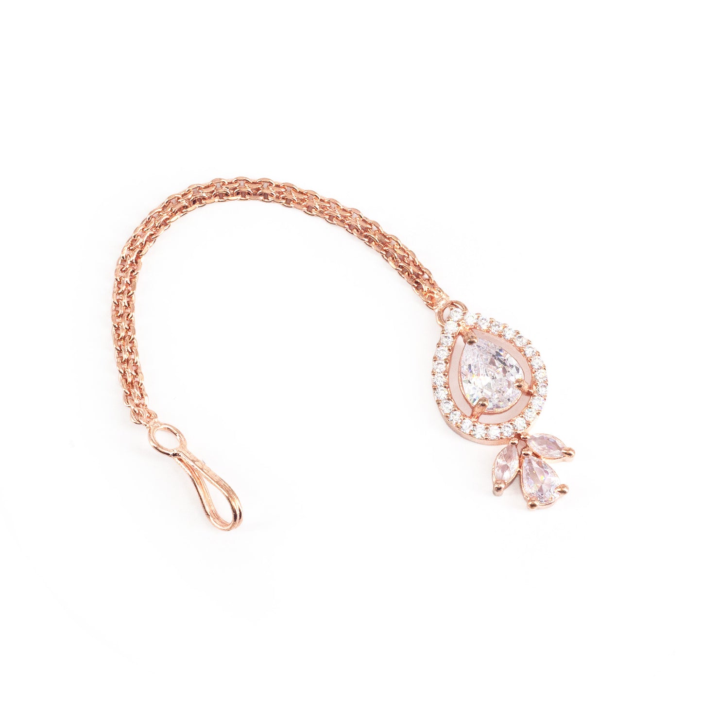 Rose Gold Plated Teardrop Maang Tikka for Women