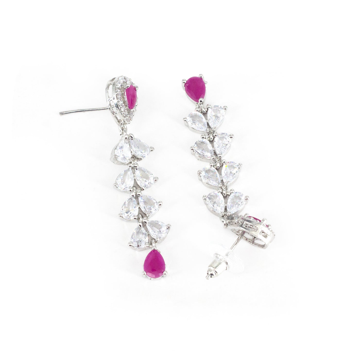 Rhodium Plated AD Drop Earrings for Women
