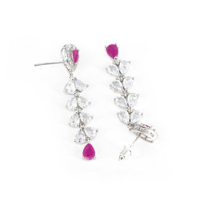 Rhodium Plated AD Drop Earrings for Women