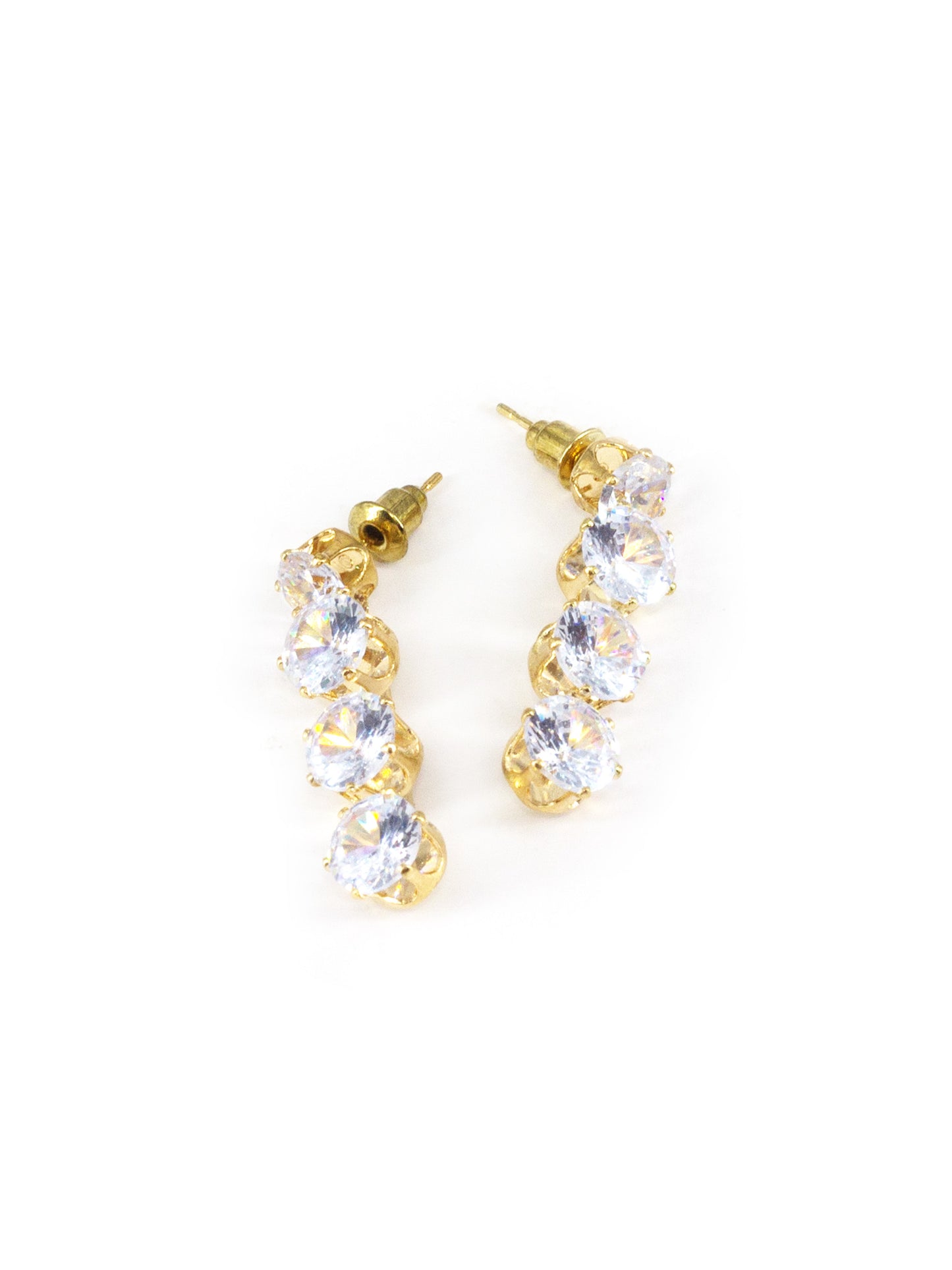 Gold Plated Round White AD Drop Earrings for Women