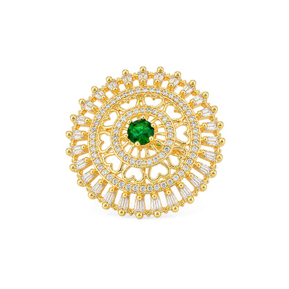 Gold Plated Green AD Finger Ring for Women