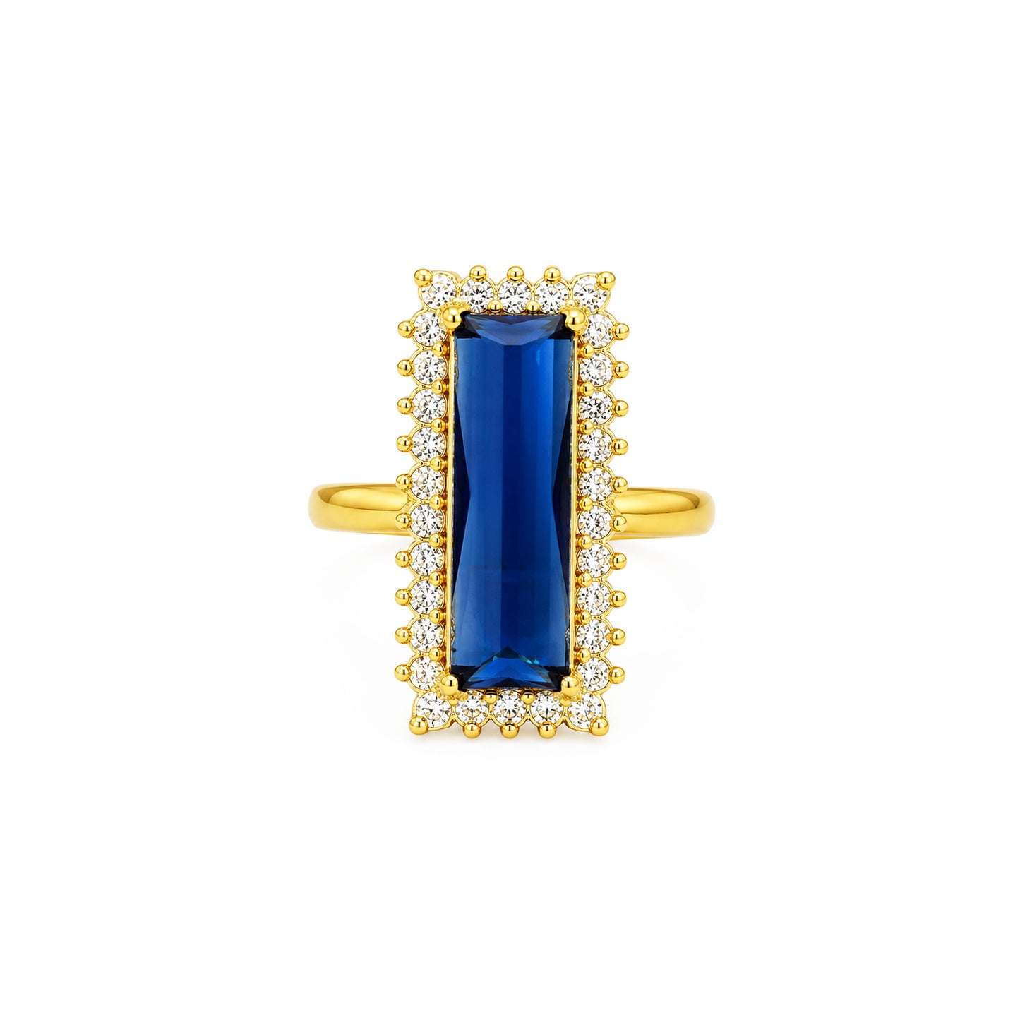 Gold Plated Blue AD Finger Ring for Women