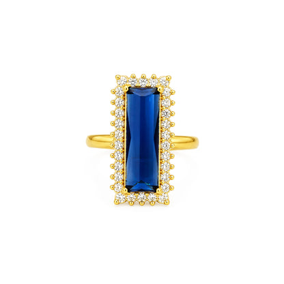 Gold Plated Blue AD Finger Ring for Women