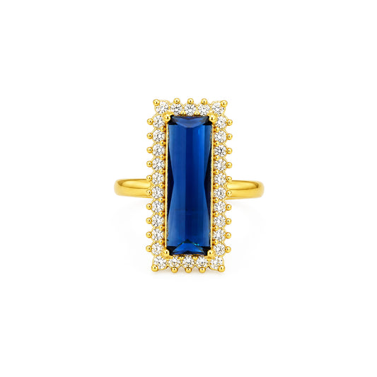 Gold Plated Blue AD Finger Ring for Women