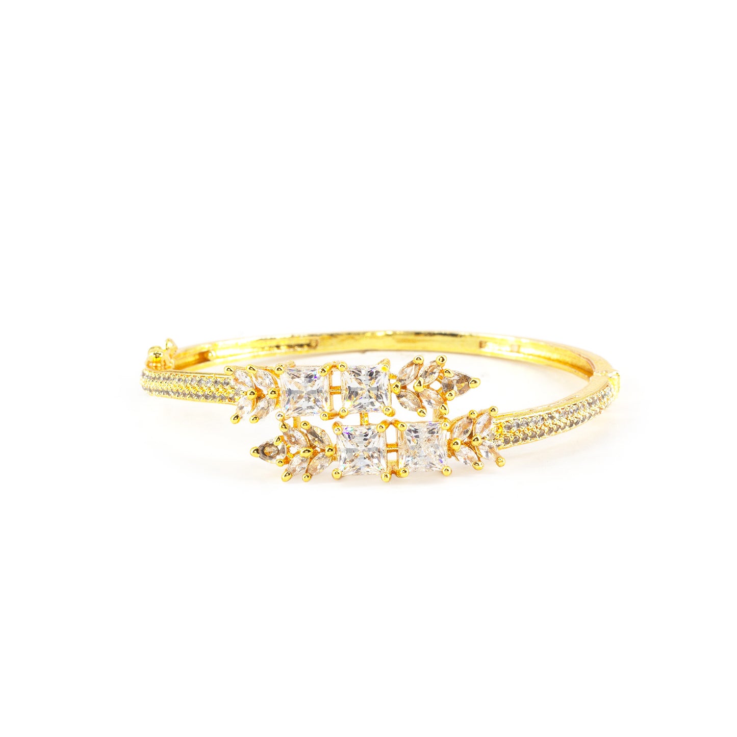 Gold Plated White AD Bangle Bracelet for Women