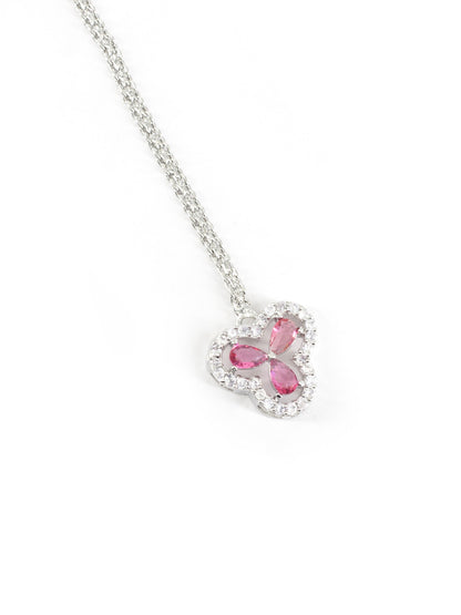Silver Plated Pink AD Maang Tikka for Women
