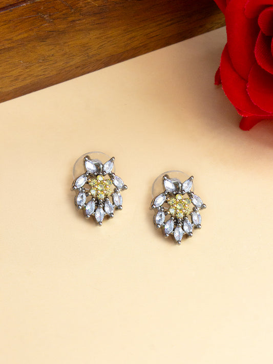 American Diamond Studded Floral Shaped Studs for Women and Girls