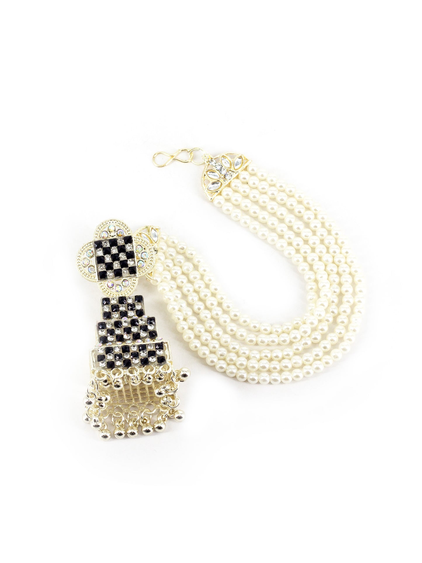 Gold Plated Jhumka with Pearl Chain for Women