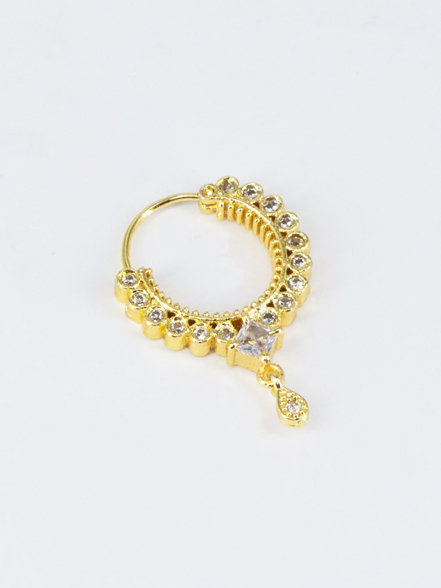 Gold Plated AD Maharashtrian Nose Ring for Women