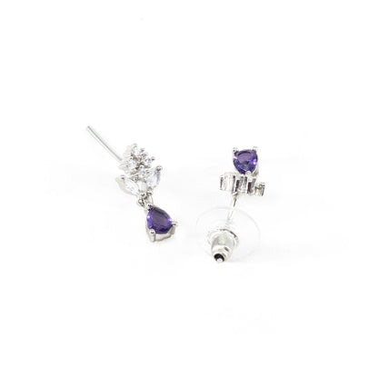 Silver Plated Purple Drop Earrings for Women