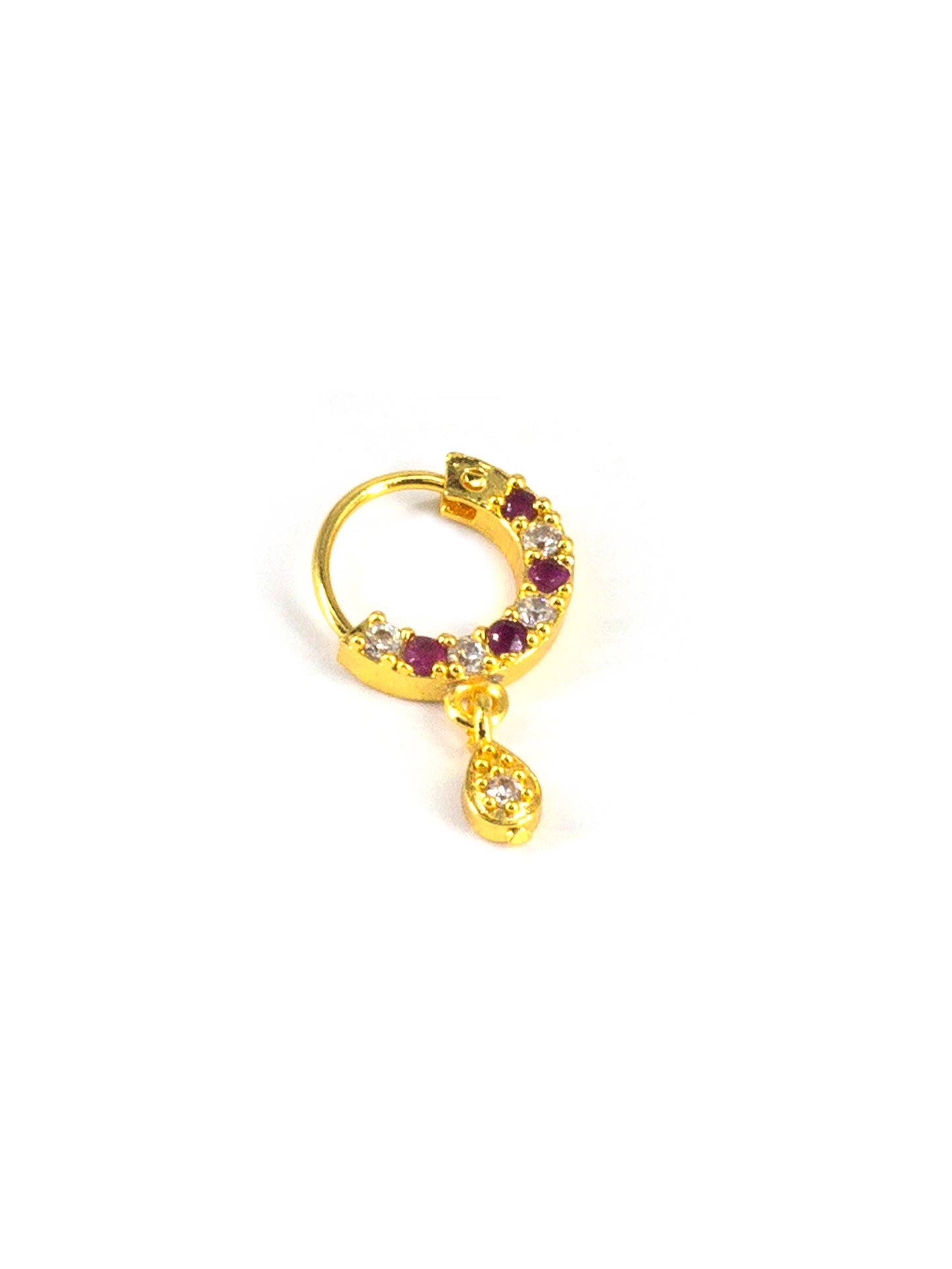 Gold Plated Red AD Small Nose Ring for Women