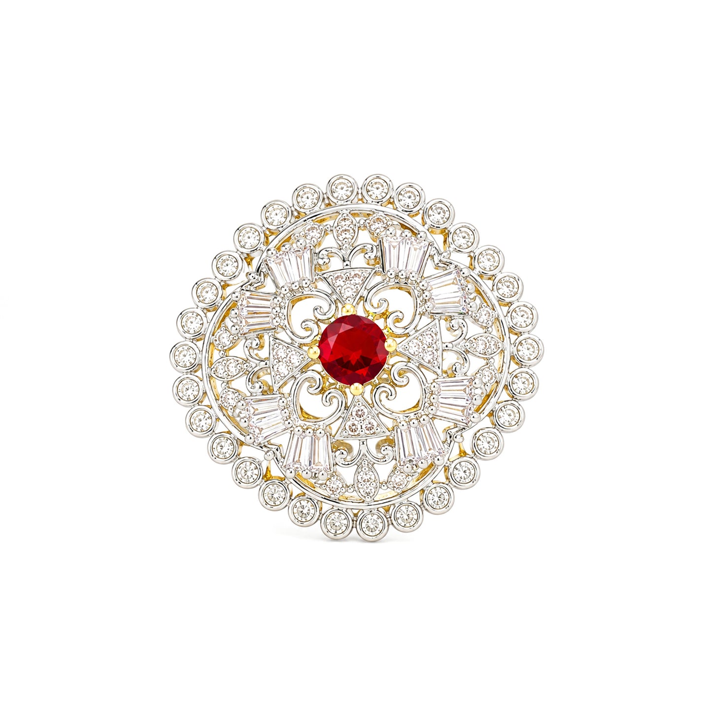 Gold Plated Red AD Finger Ring for Women