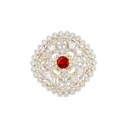 Gold Plated Red AD Finger Ring for Women