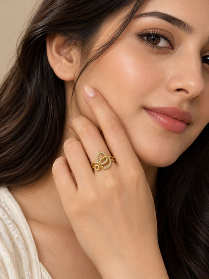 22K Gold Plated AD Finger Ring for Women