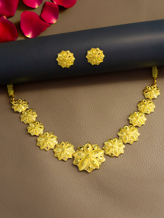 Gold-Plated Floral Design Jewellery Set