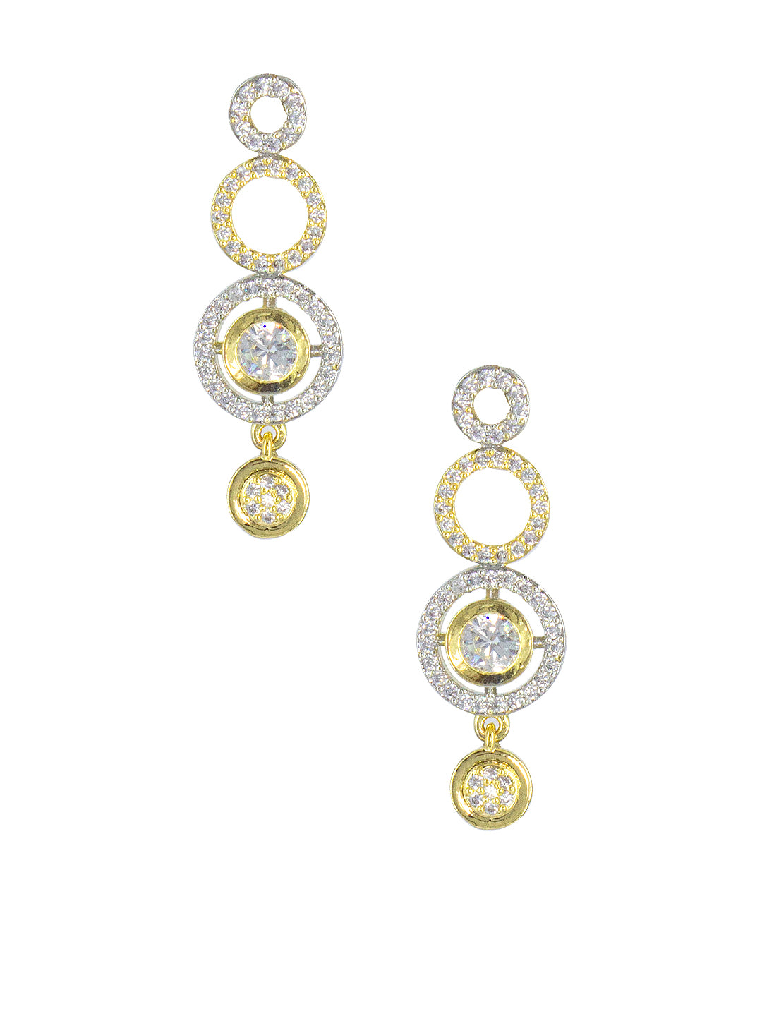 Gold Plated Circular AD Drop Earrings for Women