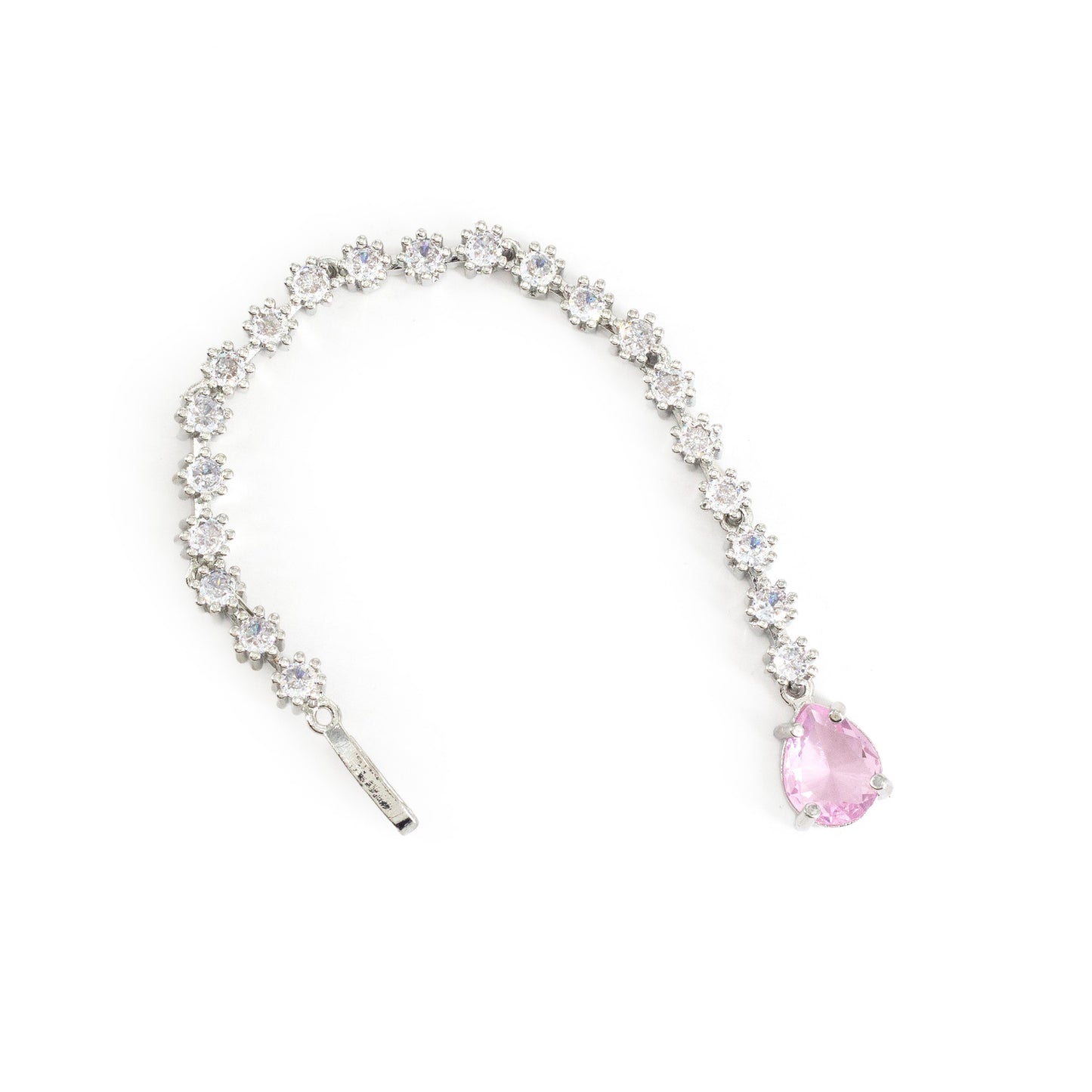 Silver Plated Pink AD Teardrop Maang Tikka for Women