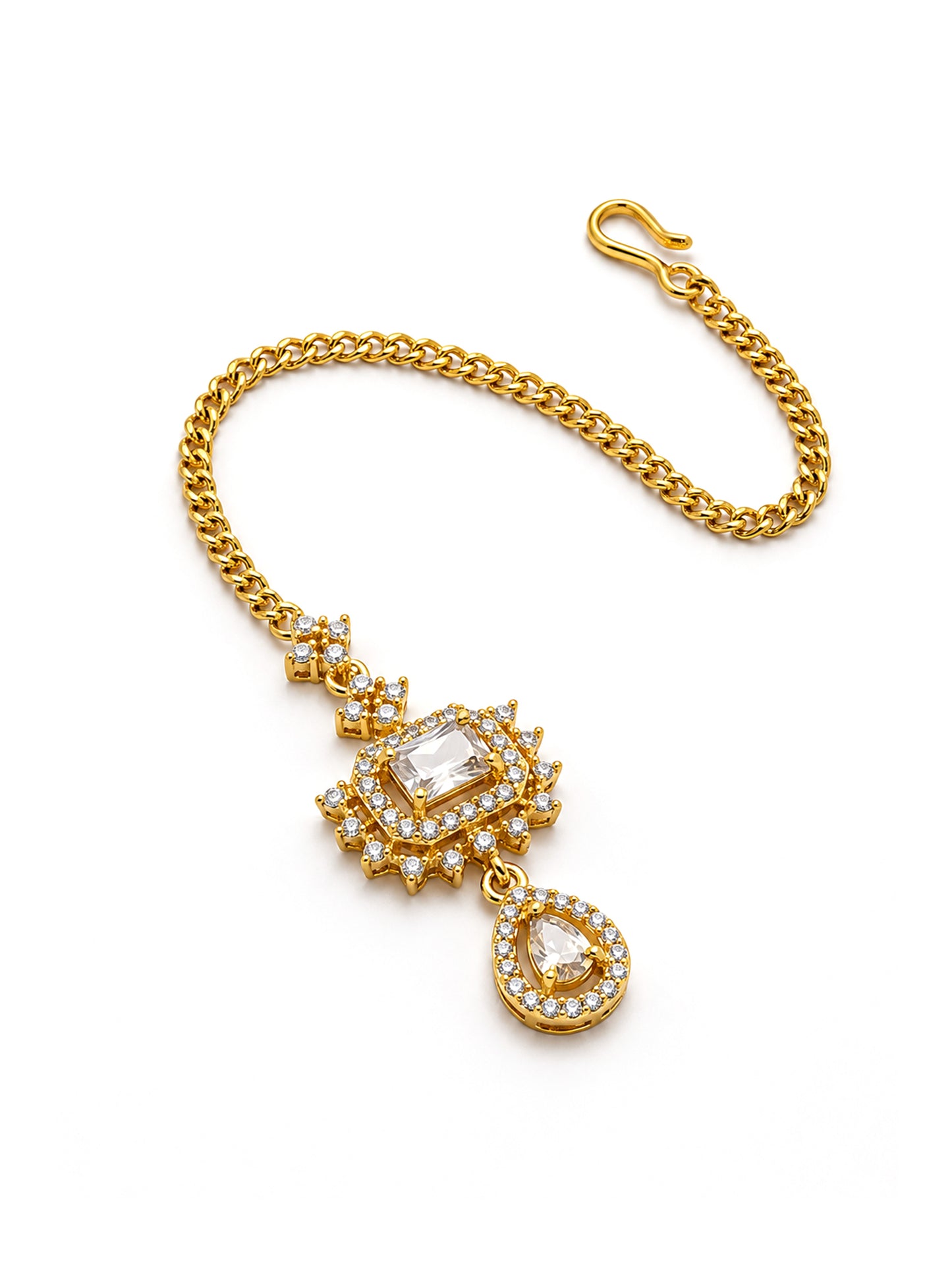 Gold Plated AD Maang Tikka for Women