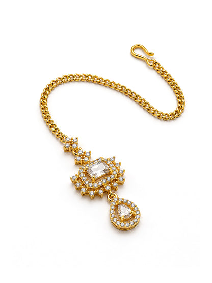 Gold Plated AD Maang Tikka for Women