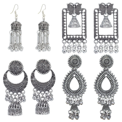Set of 4 Flora & Butterfly Chandbali & Jhumki Earrings