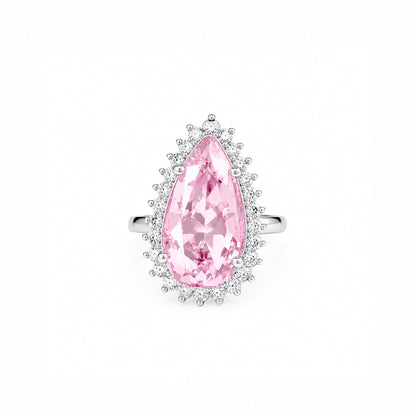 Silver Plated Pink AD Finger Ring for Women