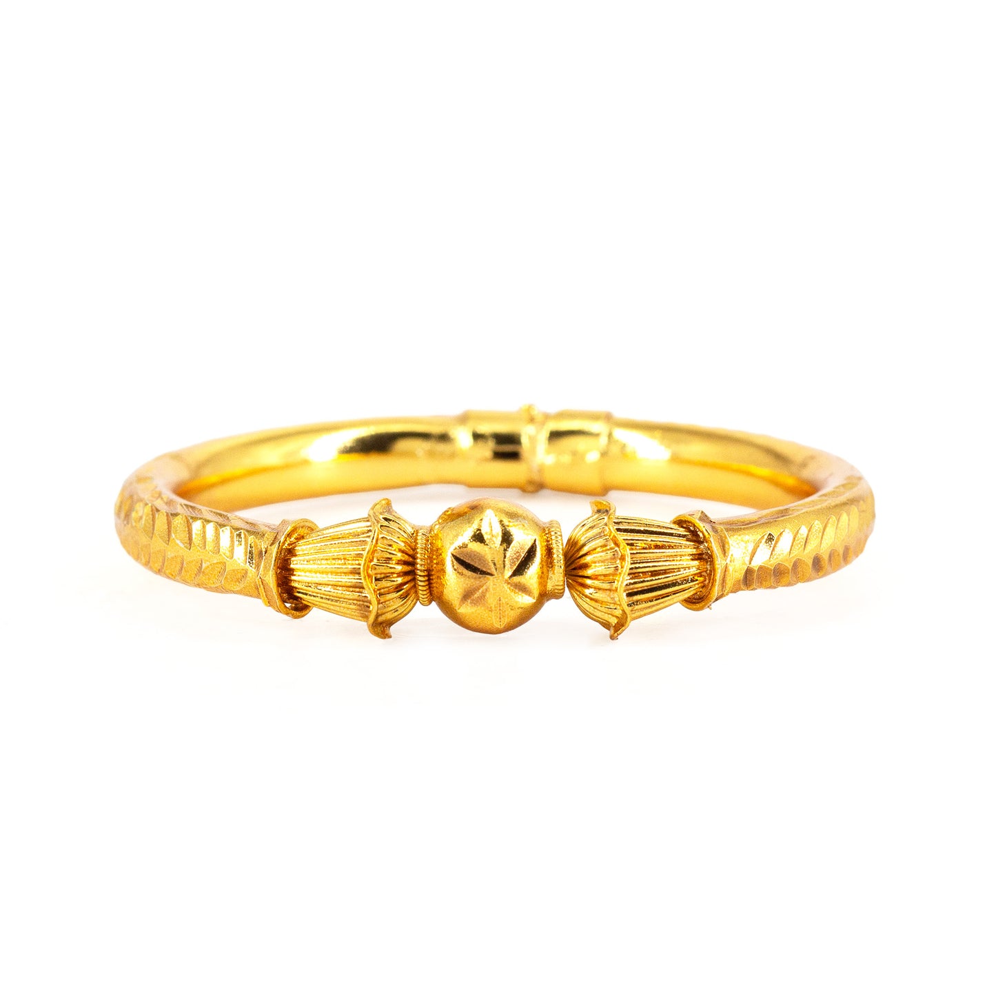 Gold Plated Bold Openable Temple Bangle Bracelet for Women