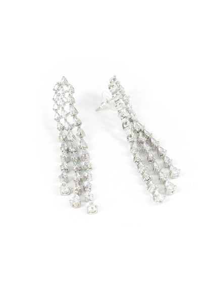 Silver Plated American Diamond Designer Jewellery Set for Women