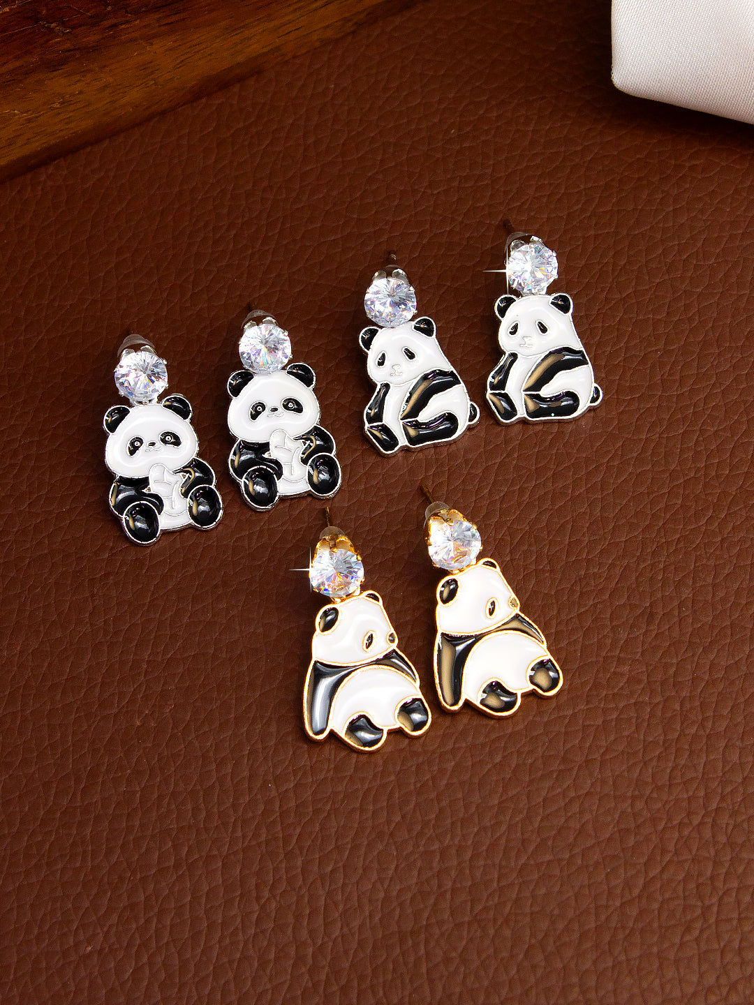PRIVIU Set Of 3 Cute Panda Earrings Set For Women And Girls