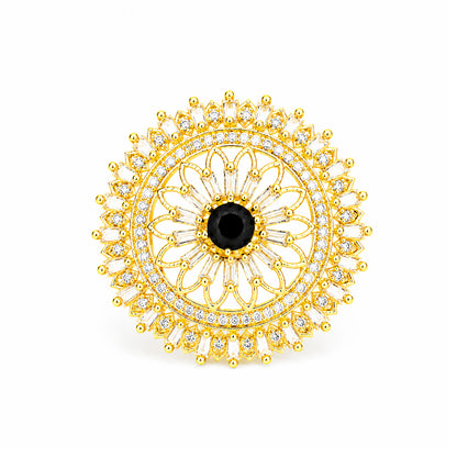 Gold Plated Black AD Finger Ring for Women