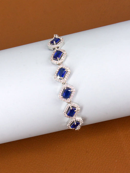 Silver Plated Blue AD Wraparound Sleek Bracelet
