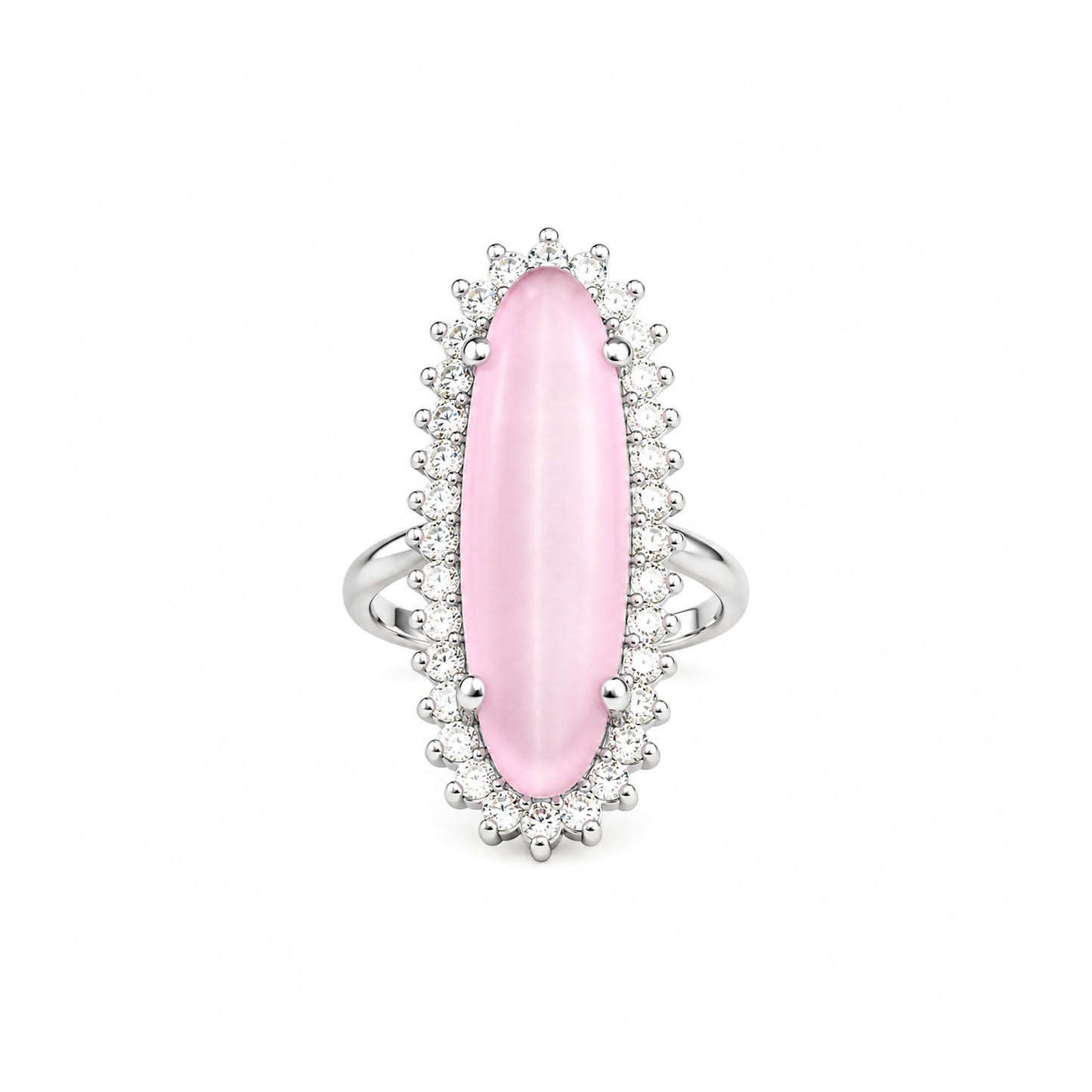 Silver Plated Pink AD Finger Ring for Women