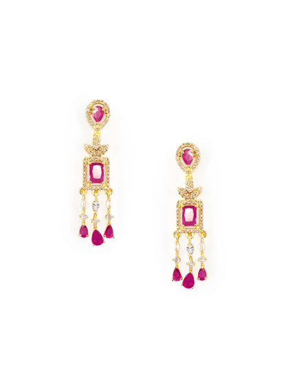 Gold Plated Red AD Studded Jewellery Set