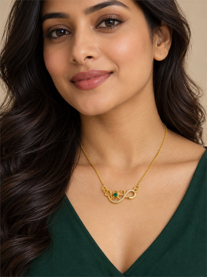 Gold Plated Green AD Pendant for Women