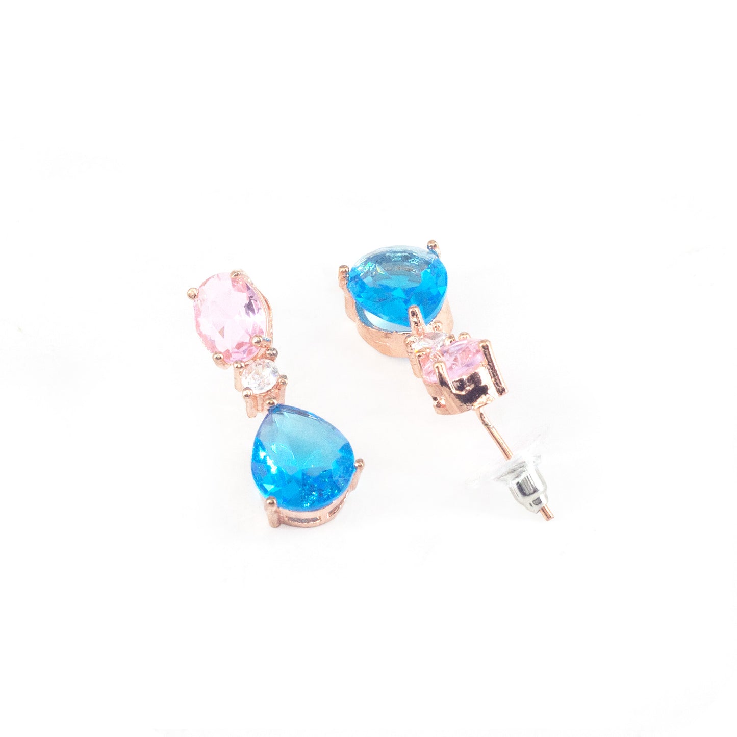 Rose Gold Plated AD Teardrop Earrings for Women