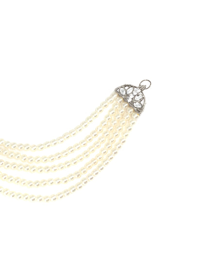 Silver Plated Kundan & Pearl Ear Chain for Women
