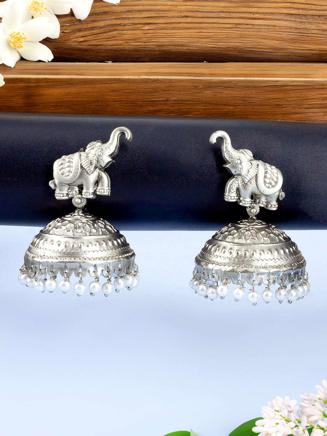 Elephant Beads Drop Jhumka Earrings