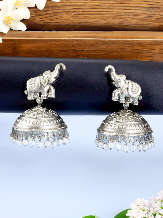 Elephant Beads Drop Jhumka Earrings