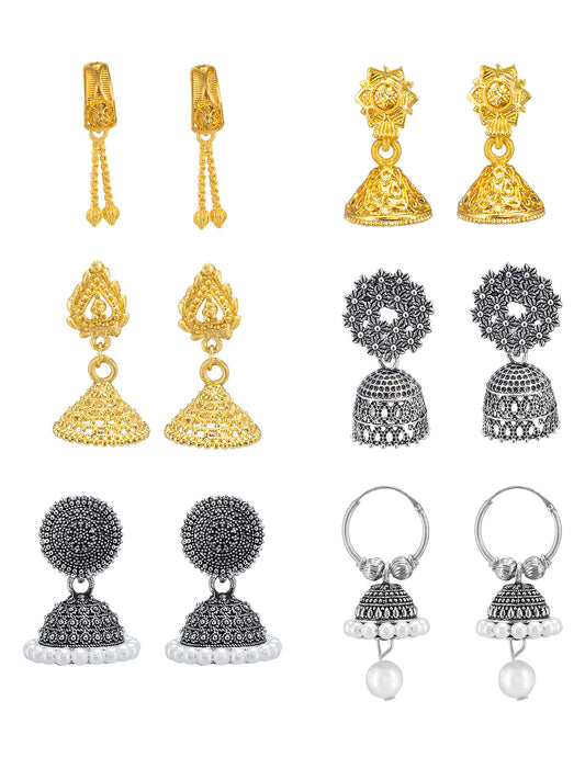 Pack of Six Small Jhumki Earrings