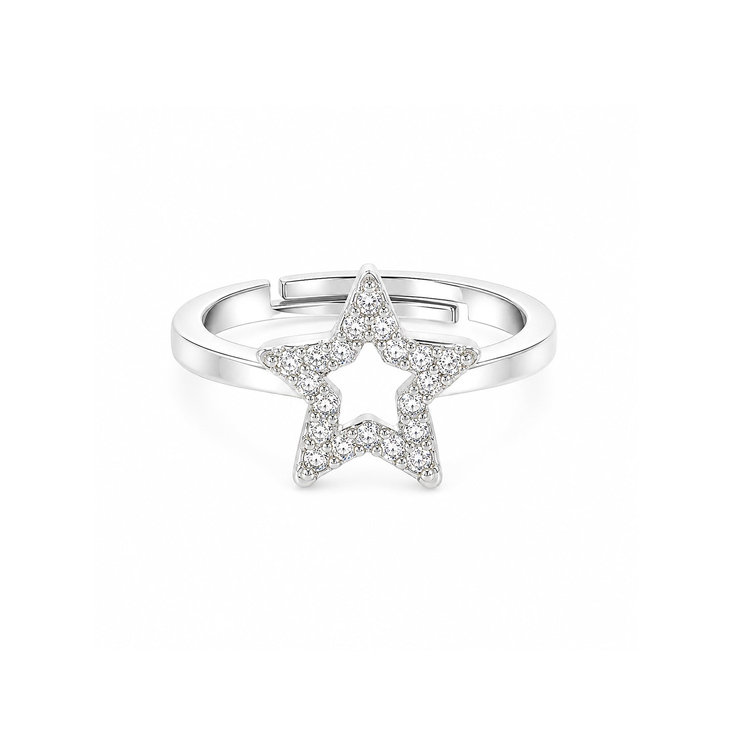 Silver Plated AD Star Finger Ring for Women